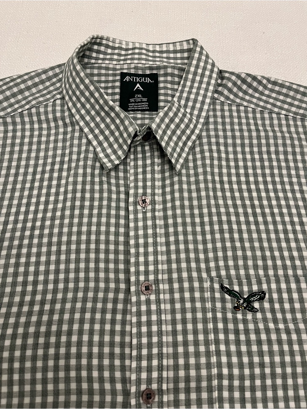 Philadelphia Eagles Antigua Mens 2XL Green White Check Long Sleeve Woven NFL